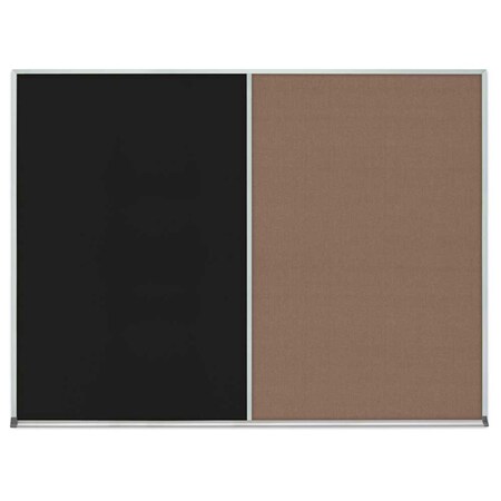 United Visual Products Double Door Radius Corkboard, 48"x36", Bla UV7003RC-BLACK-DRKSPR